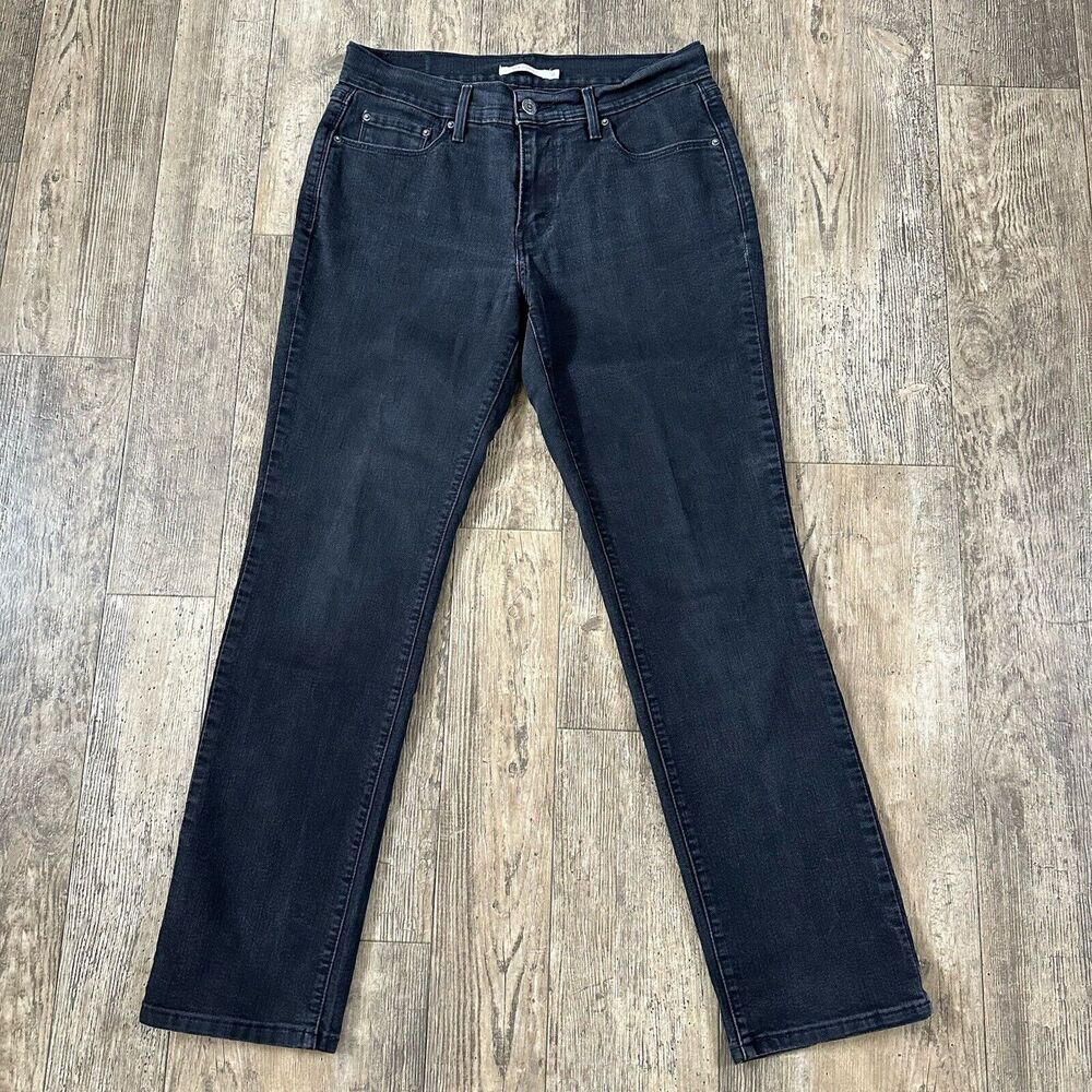 Levi's 505 STRAIGHT Leg Size 8 Short Black Mid Rise Jeans Denim Pants 8S 30x29